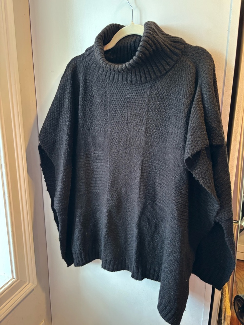 Steve Madden Black Cowl Neck Poncho Sweater